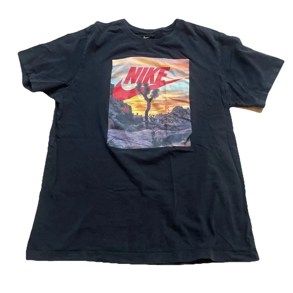 Y2K Nike Joshua Tree Desert T-Shirt Men's Size Large Black‎ Graphic Tee Outdoor